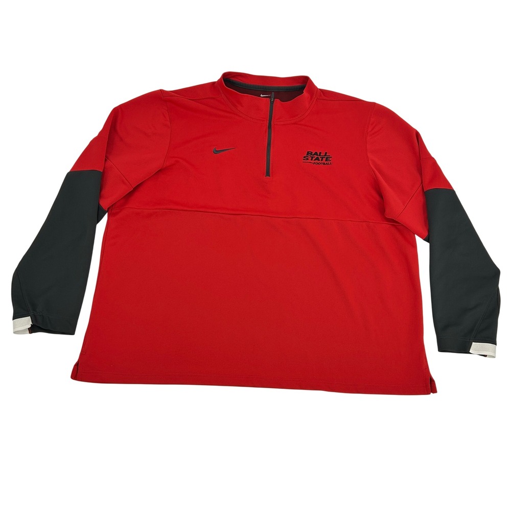 Nike Ball State Cardinals Football Pullover Men's XXL 2XL Red Black Long‎ Sleeve